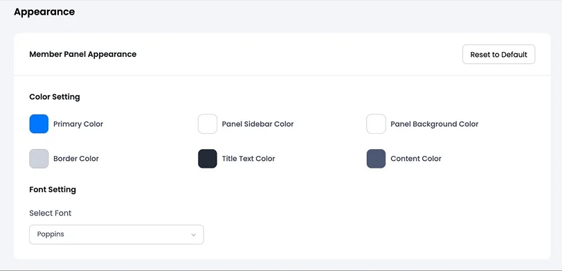 member panel appearance settings