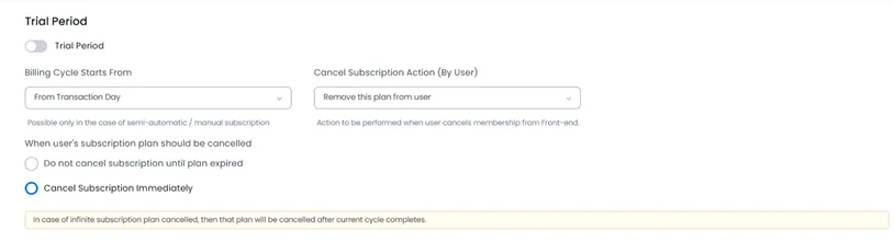add a trial period