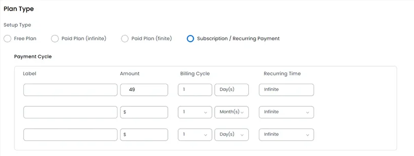 create a new membership plan