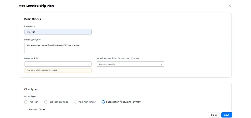 create membership plans