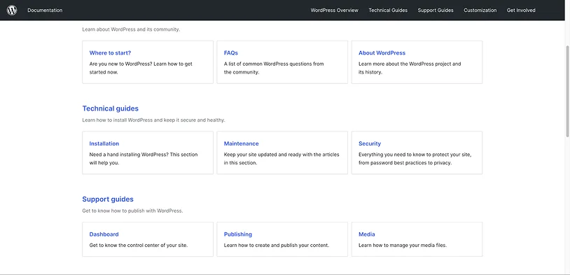 documentation WordPress platform
