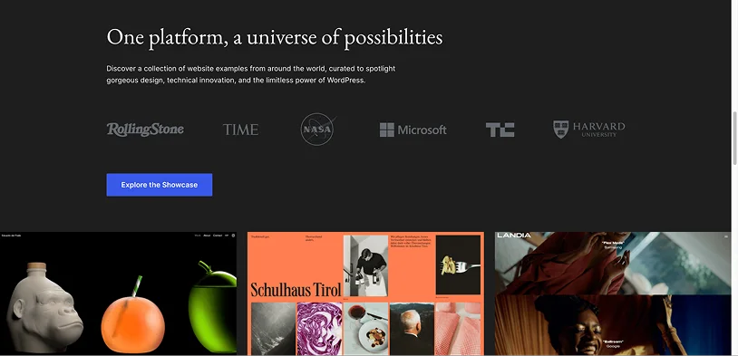 explore showcase of platform