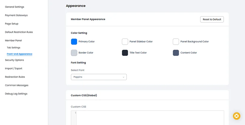font end appearance