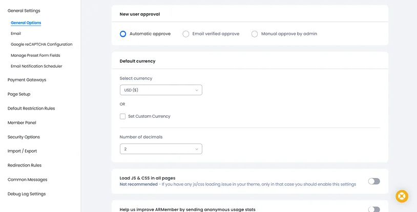 general settings
