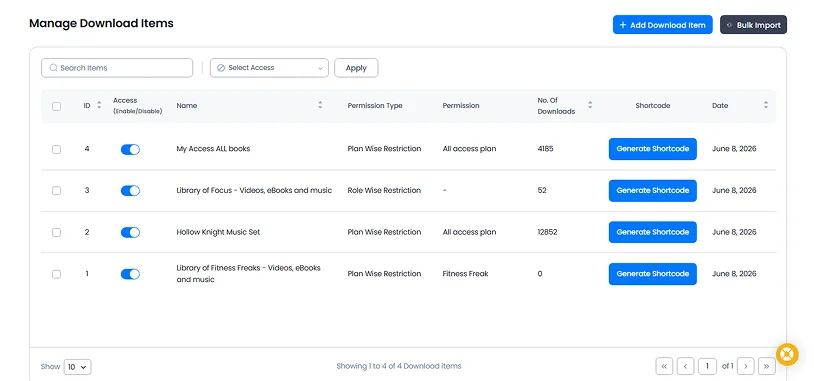 manage download items