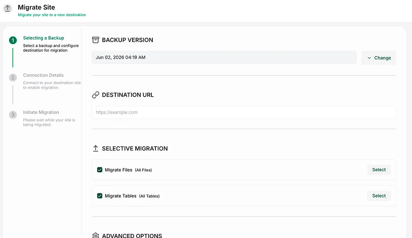 migrate site