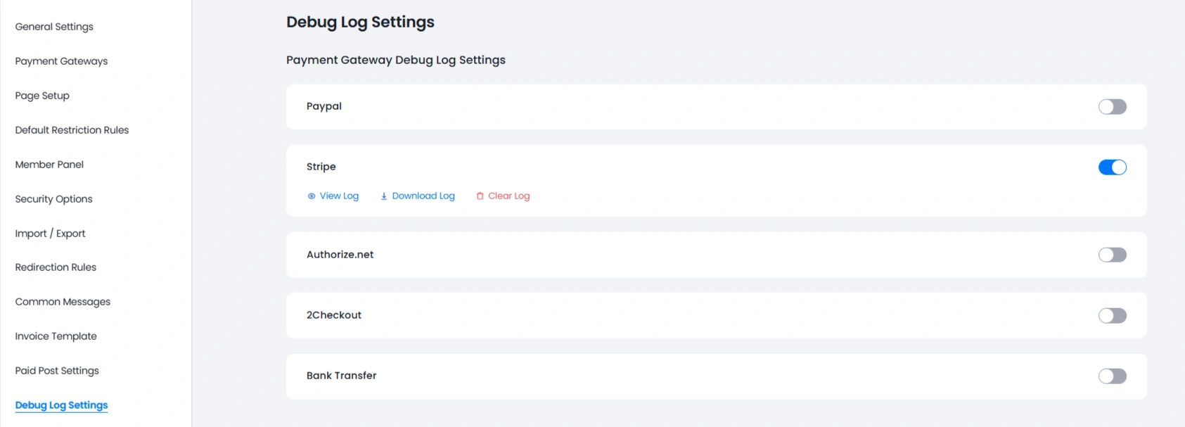 Stripe Debug Log