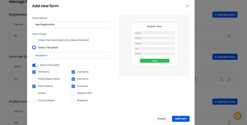 add new forms