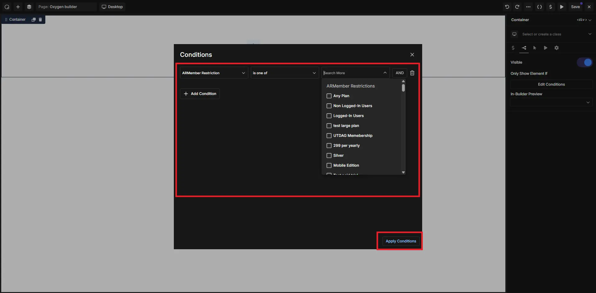 ARMember Oxygen Builder Restriction Support