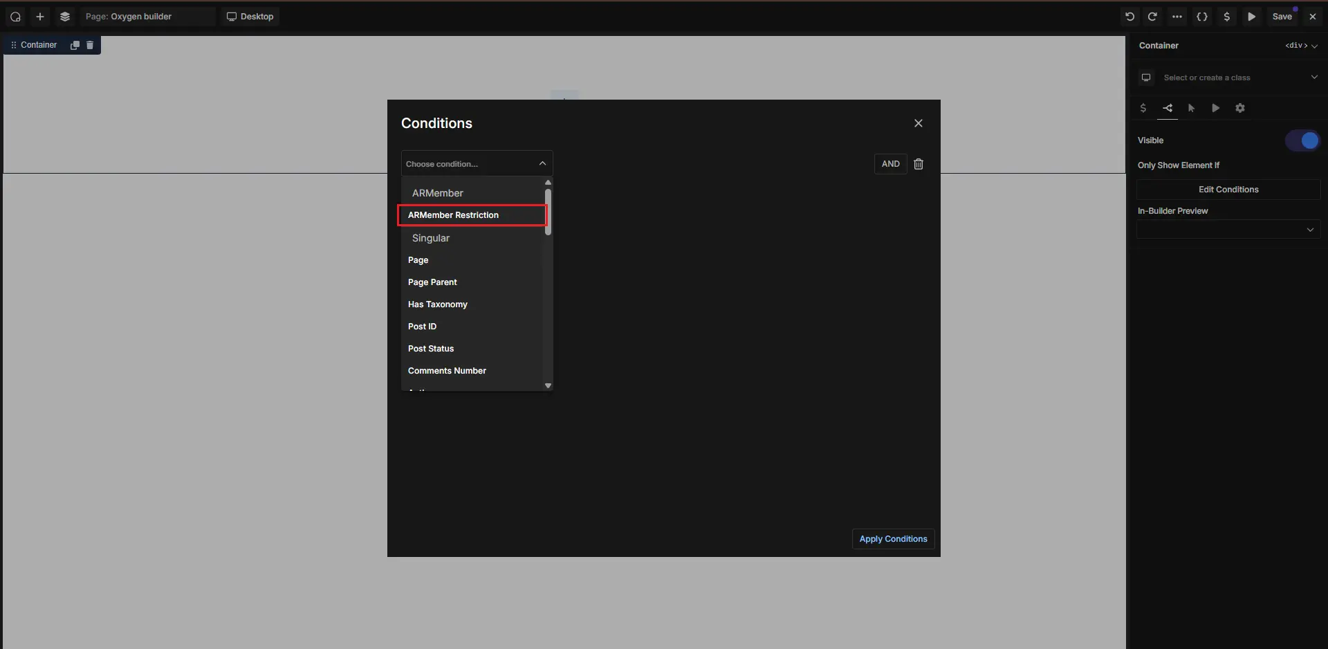 ARMember Oxygen Builder Restriction Support