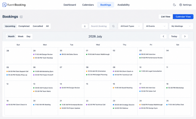 booking calender