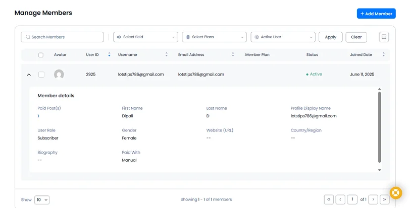 manage members