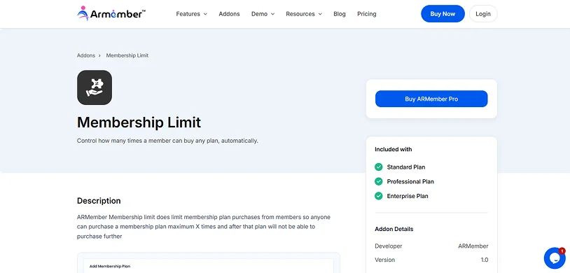 membership limit addon