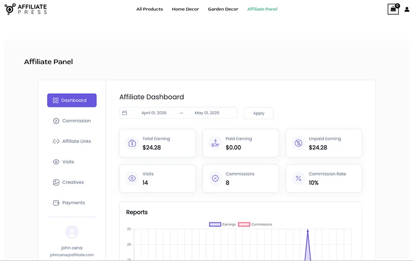 affiliate dashboard