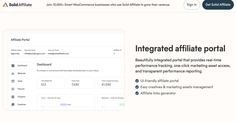 affiliate portal dashboard