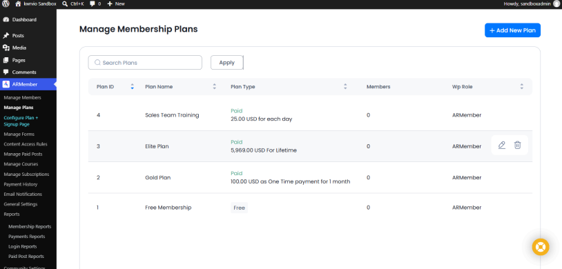 manage membership plans