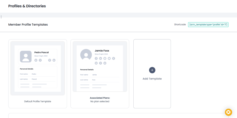 members profile templates