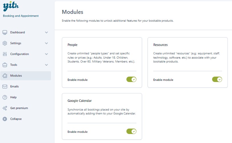 yith booking appointment dashboard
