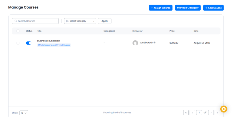 Manage courses
