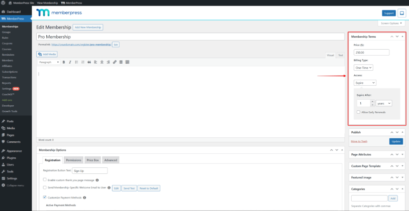 memberpress dashboard