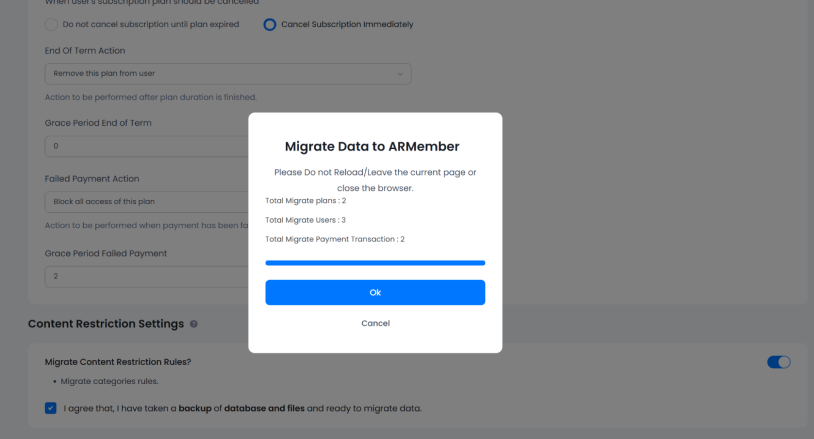 migrate data to armember