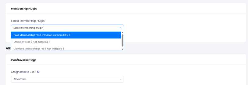 select membership plugin
