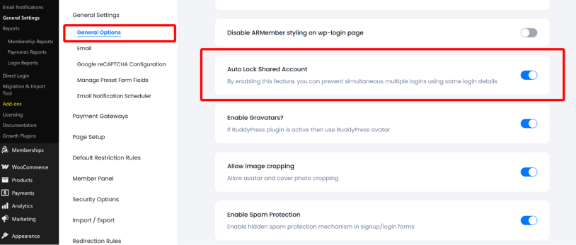 auto lock shared account