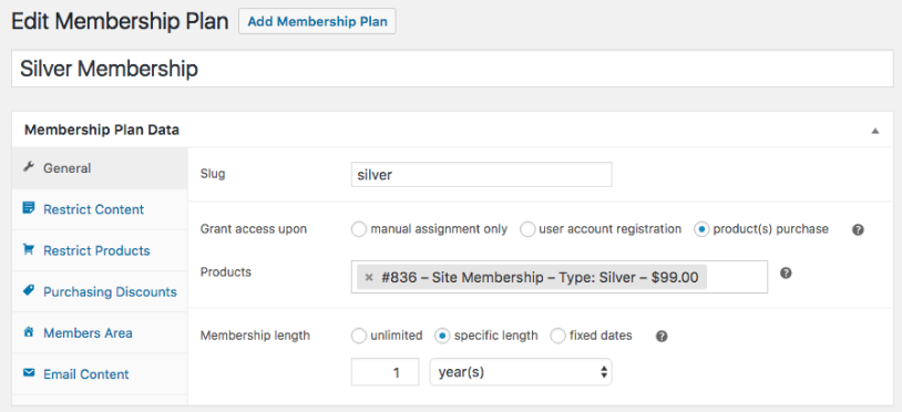 membership plan data