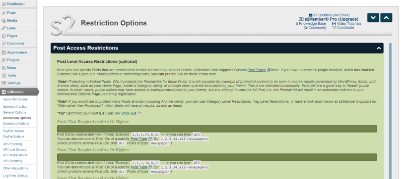 restriction options