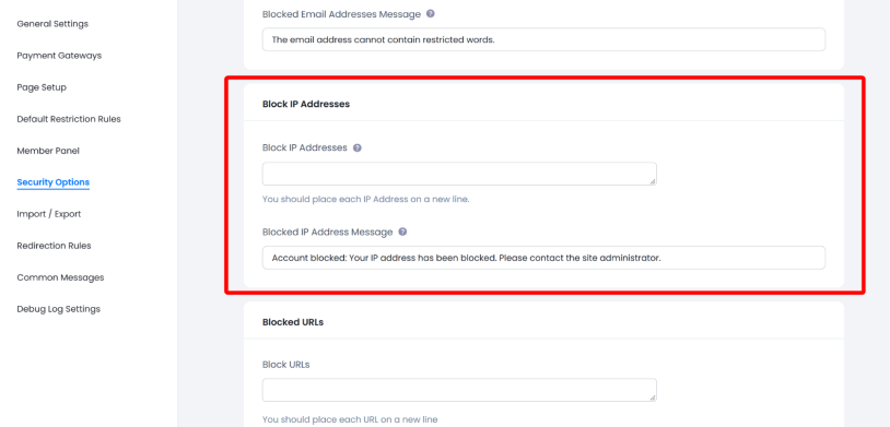 security options