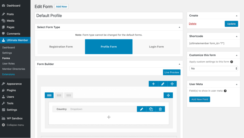 ultimate member dashboard